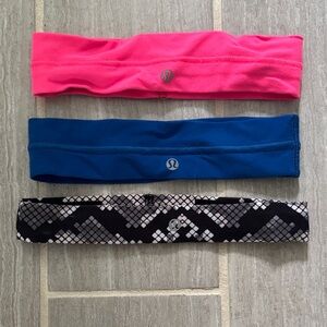 lululemon athletica Vibrant Headband Trio - Pink, Blue, Black Pattern